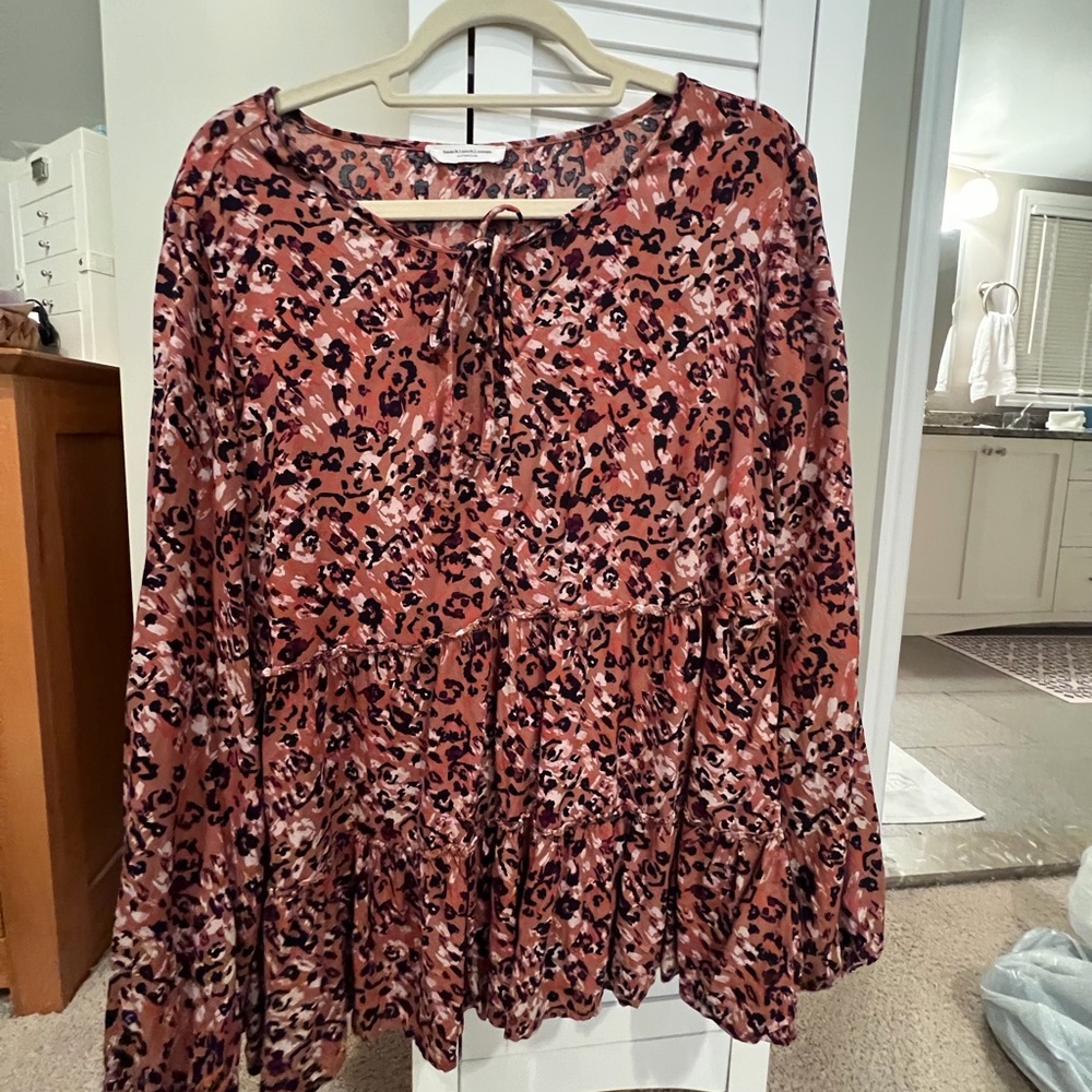 Beach Lunch Lounge Women's Leopard Print Blouse L